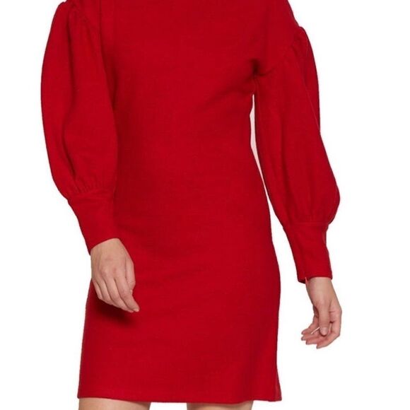 Walter Baker knit dress balloon sleeves red in M gorpcore NWOT - Picture 3 of 8